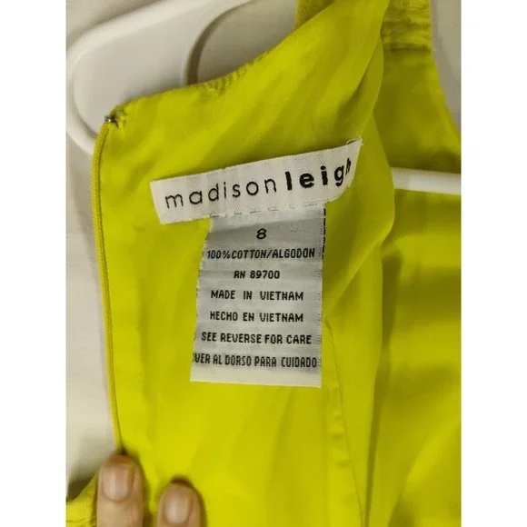 Madison Leigh Women's Size 8 Yellowish Green Sleeveless Dress Mid Length - Picture 10 of 10